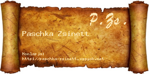 Paschka Zsinett névjegykártya